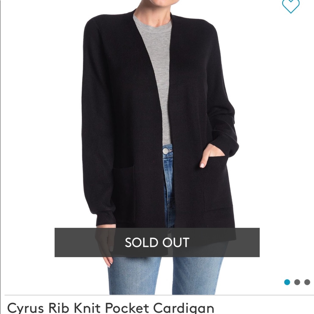 Cyrus Rib Knit Pocket Cardigan Size Large